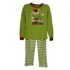 NWOT GRINCH | Green "Merry Christmas" Grinch & Max Print Pajama Set | Men's S